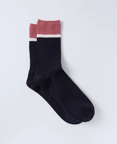 Ann Taylor Color Block Crew Socks Night Sky Women's