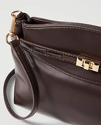 Ann Taylor Croco Small Belted Clutch Handbag Dark Chocolate Women's