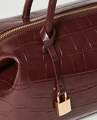 Ann Taylor Croco Large Top Handle Bag Dark Brown Women's