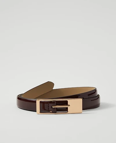 Ann Taylor Patent Leather Rectangle Buckle Belt Dark Burgundy Women's