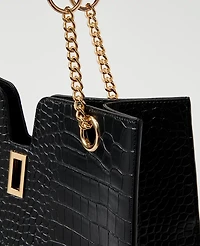 Ann Taylor Croco Large Tote Bag Black Women's