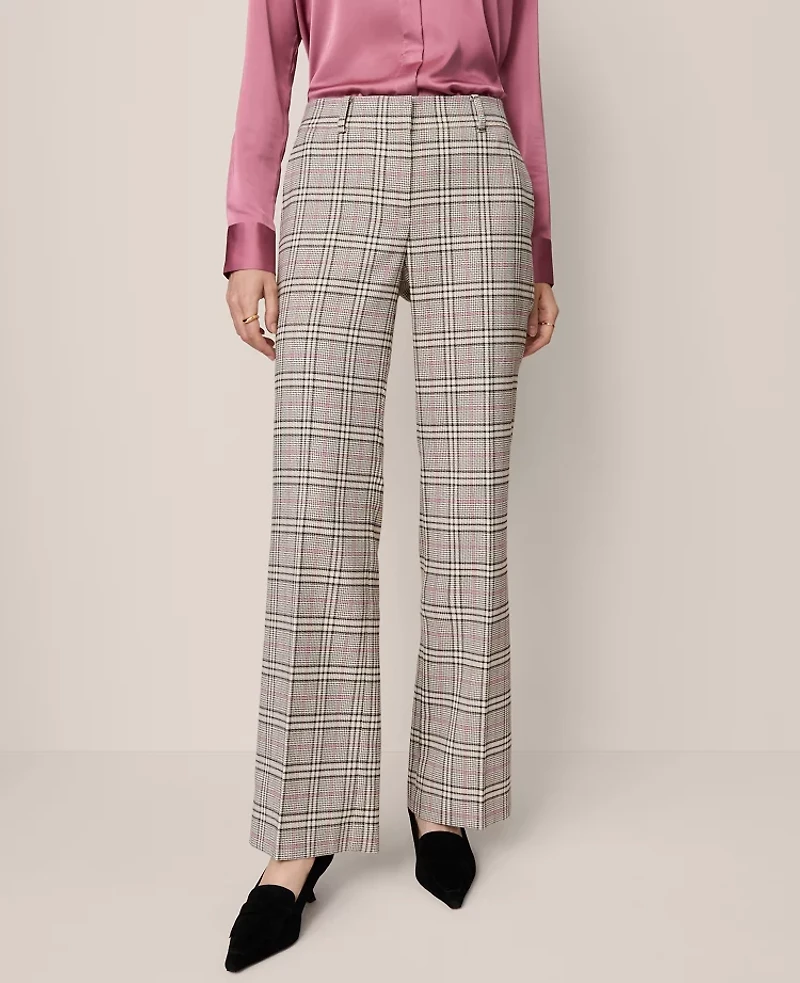 Ann Taylor The Jayne Trouser Pant Plaid - Curvy Fit Pale Sandalwood Women's