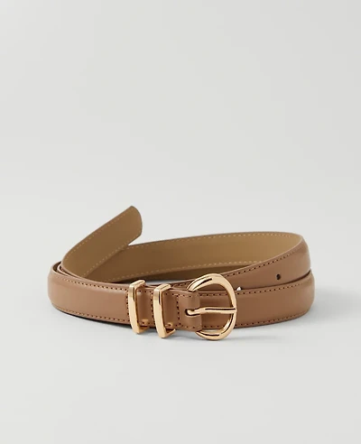 Ann Taylor Weekend Collection Skinny Leather Belt Taupe Women's