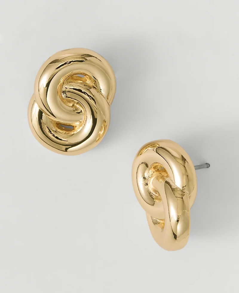 Ann Taylor Double Link Stud Earrings Goldtone Women's