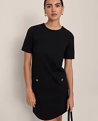 Ann Taylor Button Pocket Shift Dress Black Women's
