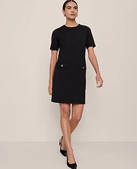 Ann Taylor Button Pocket Shift Dress Black Women's
