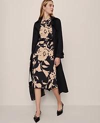 Ann Taylor Floral Twist Neck Midi Sheath Dress Cafe Au Lait Women's