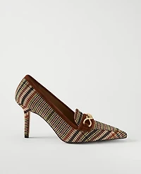Ann Taylor Chain Houndstooth Pointy Toe Pumps Spiced Cider Women's