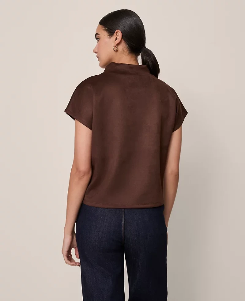 Ann Taylor Faux Suede Horsebit Top Dark Brown Women's