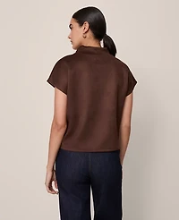 Ann Taylor Faux Suede Horsebit Top Dark Brown Women's
