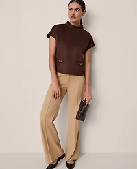 Ann Taylor Faux Suede Horsebit Top Dark Brown Women's