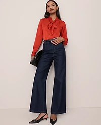 Ann Taylor Petite Satin Bow Blouse Women's