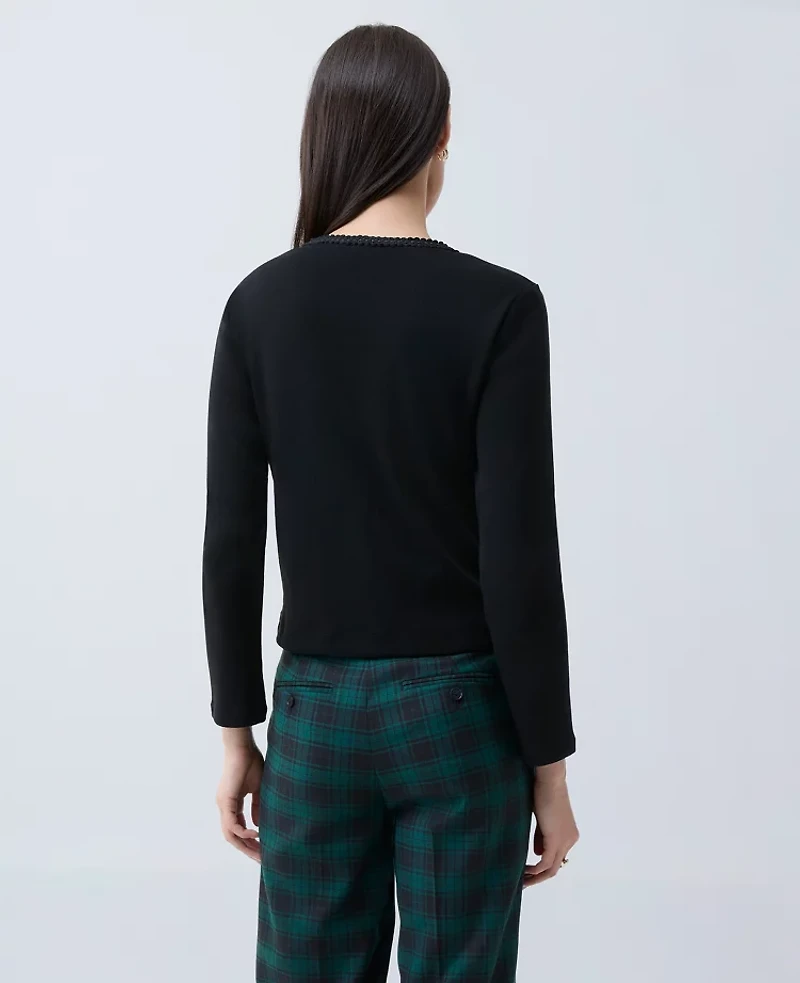 Ann Taylor Petite Braid Trim Knit Jacket Black Women's