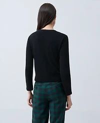 Ann Taylor Petite Braid Trim Knit Jacket Black Women's