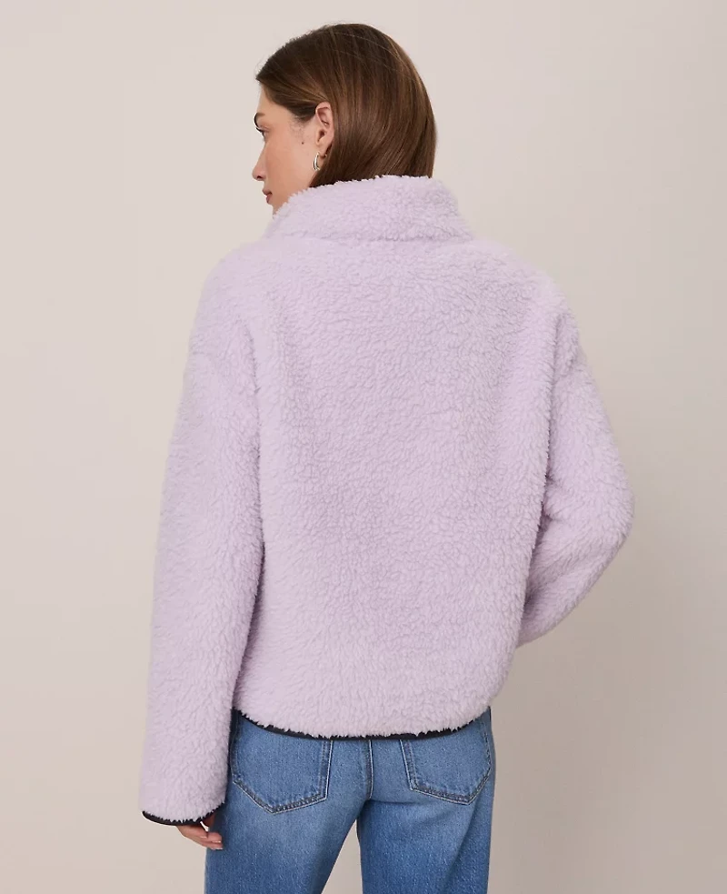Ann Taylor Weekend Collection Half-Zip Sherpa Pullover Women's
