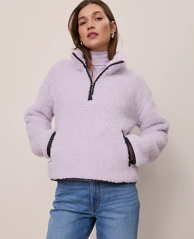 Ann Taylor Weekend Collection Half-Zip Sherpa Pullover Women's
