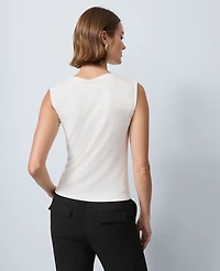 Ann Taylor Asymmetric Twist Shoulder Top Winter White Women's