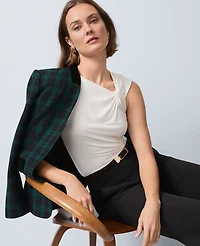 Ann Taylor Asymmetric Twist Shoulder Top Winter White Women's