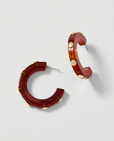 Ann Taylor Studded Hoop Earrings Poised Plum Women's