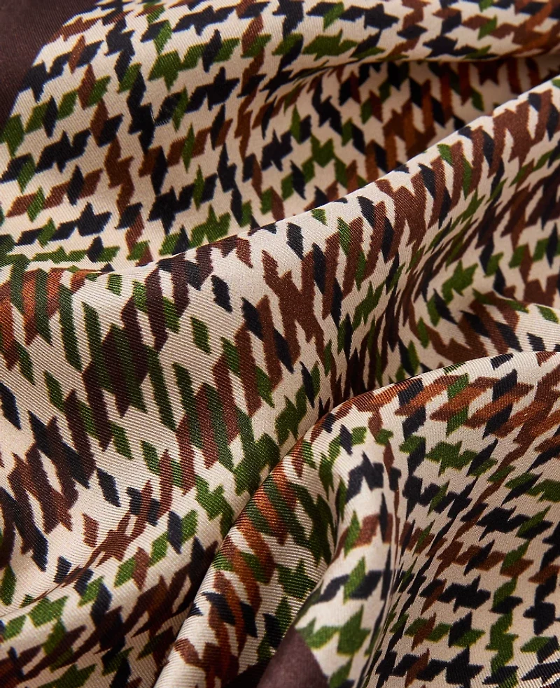 Ann Taylor Houndstooth Triangle Silk Scarf Pure Chocolate Women's
