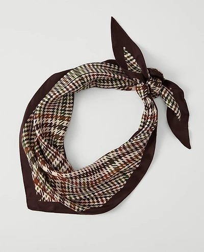Ann Taylor Houndstooth Triangle Silk Scarf Pure Chocolate Women's