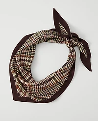 Ann Taylor Houndstooth Triangle Silk Scarf Pure Chocolate Women's