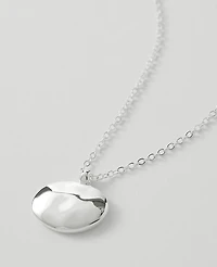 Ann Taylor Textured Metal Disc Pendant Necklace Silvertone Women's
