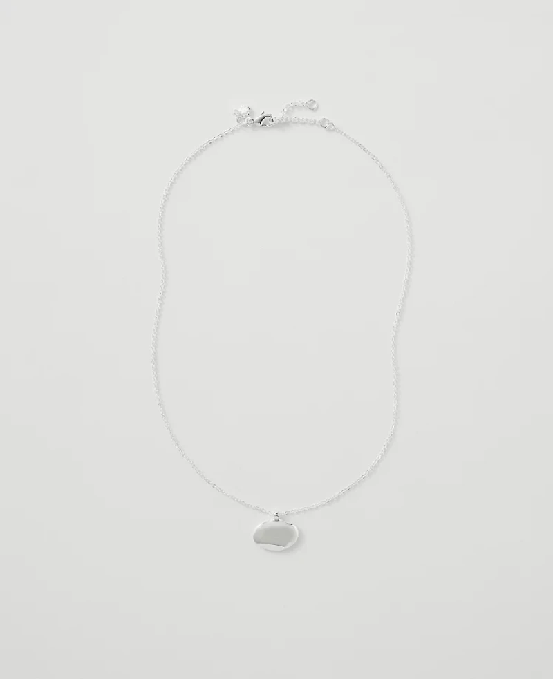 Ann Taylor Textured Metal Disc Pendant Necklace Silvertone Women's