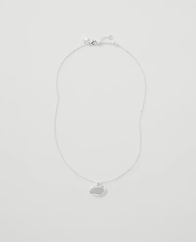 Ann Taylor Textured Metal Disc Pendant Necklace Silvertone Women's