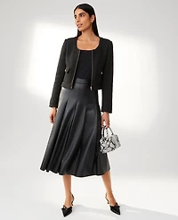 Ann Taylor Petite Tweed Cropped Jacket Black Women's
