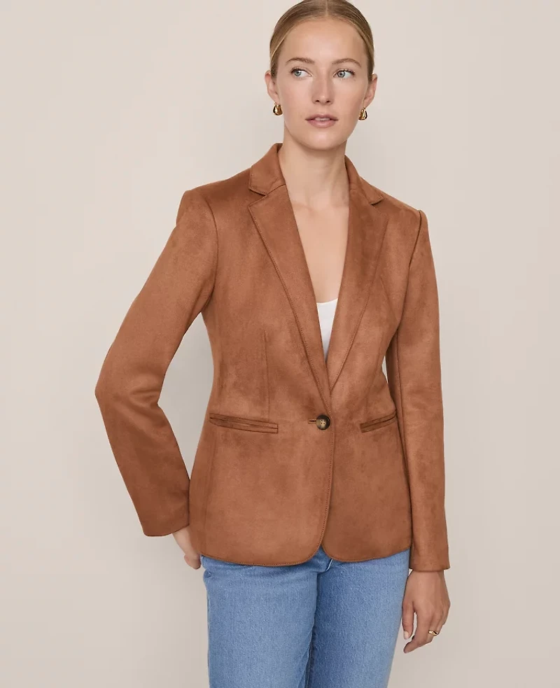 Ann Taylor The Hutton Blazer Suede Sahara Women's
