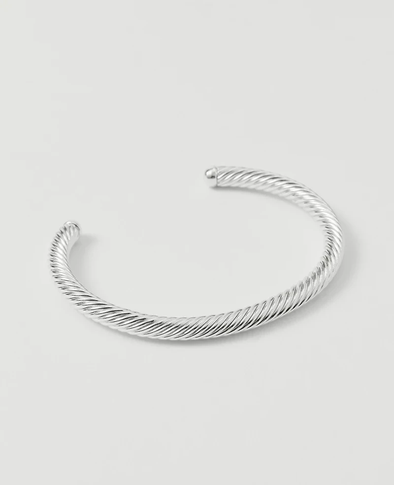 Ann Taylor Rope Metal Cuff Bracelet Silvertone Women's