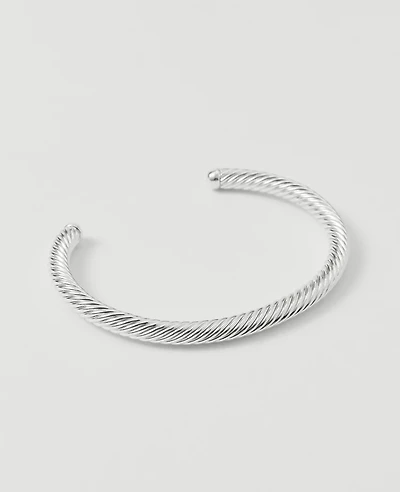 Ann Taylor Rope Metal Cuff Bracelet Silvertone Women's