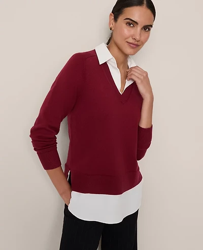 Ann Taylor Layered Mix Media Sweater Women's