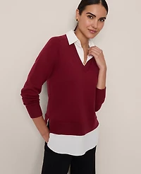 Ann Taylor Layered Mix Media Sweater Women's