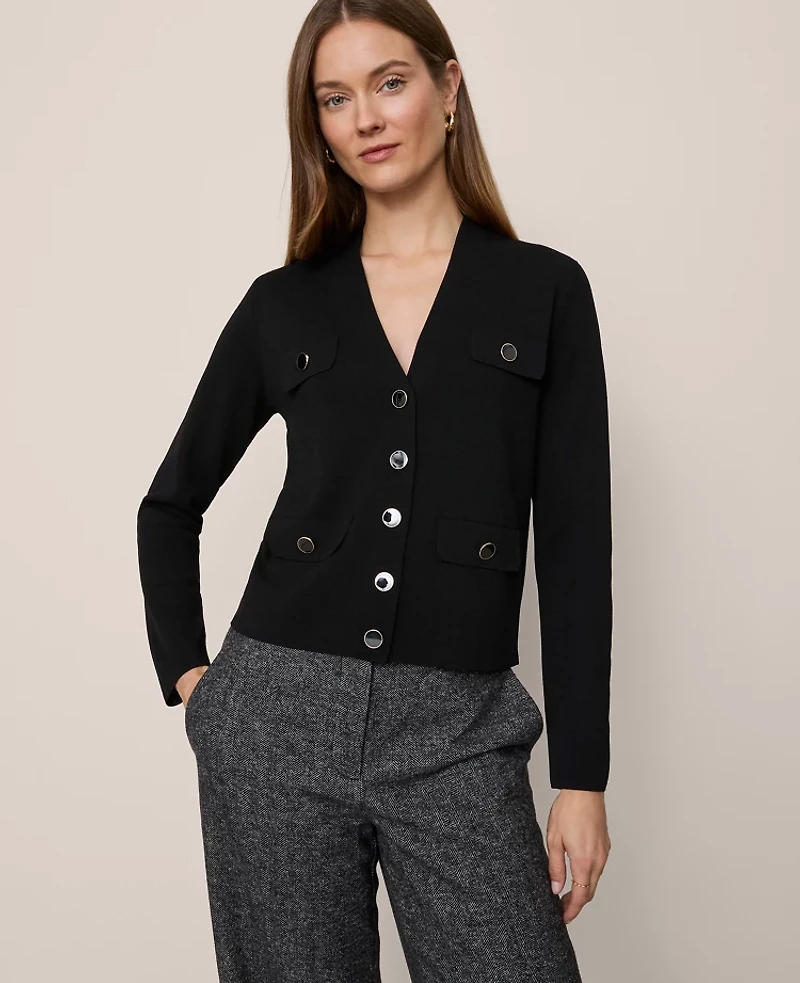Ann Taylor V-Neck Sweater Jacket Women's