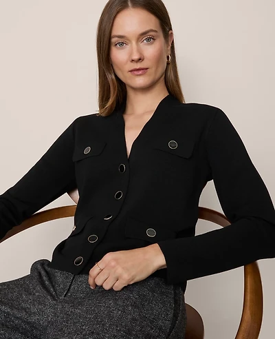 Ann Taylor V-Neck Sweater Jacket Women's