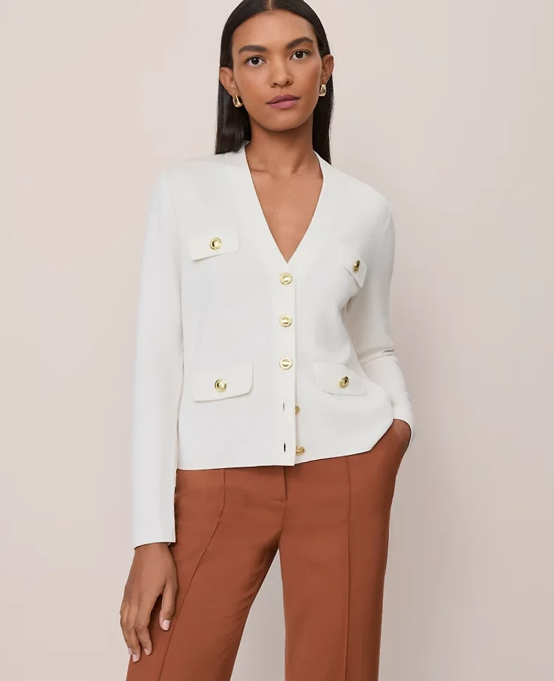 Ann Taylor V-Neck Sweater Jacket Women's