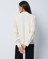 Ann Taylor Weekend Collection Pintucked Button Down Shirt Winter White Women's