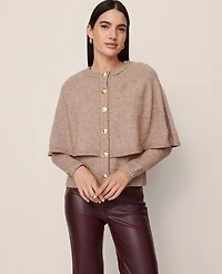 Ann Taylor Petite Capelet Cardigan Vintage Taupe Melange Women's