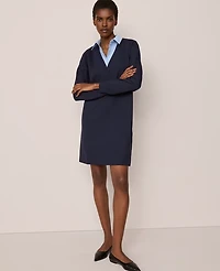 Ann Taylor Collared Ponte Shift Dress Night Sky Women's