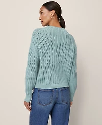 Ann Taylor Petite Pointelle Mock Neck Sweater Women's