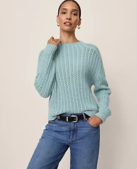 Ann Taylor Petite Pointelle Mock Neck Sweater Women's