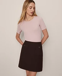 Ann Taylor Petite Patch Pocket A-Line Skirt Pure Chocolate Women's