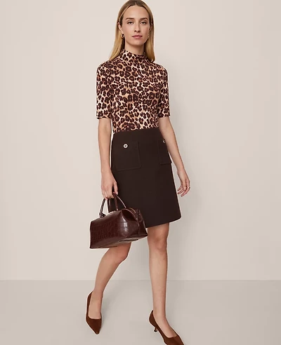 Ann Taylor Petite Patch Pocket A-Line Skirt Pure Chocolate Women's