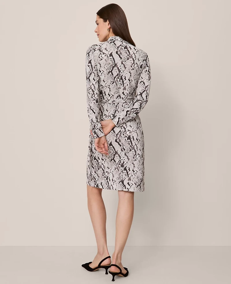 Ann Taylor Snake Print Knit Wrap Dress Winter White Women's