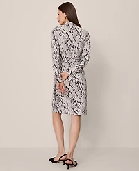 Ann Taylor Snake Print Knit Wrap Dress Winter White Women's