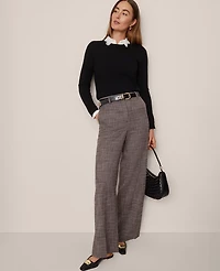 Ann Taylor The Wide-Leg Pant Plaid Black/Brown Multi Women's