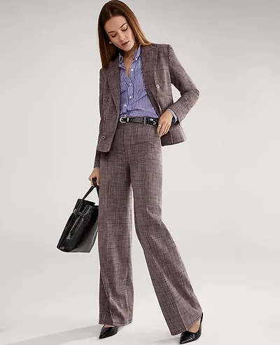 Ann Taylor The Wide-Leg Pant Plaid Black/Brown Multi Women's