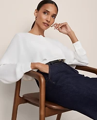 Ann Taylor Petite Capelet Overlay Blouse Women's